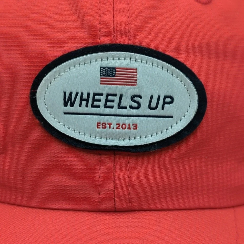 Wheels Up Airline Company Jet Airlines Golf Hat Cap Red USA Flag Patch OSFA